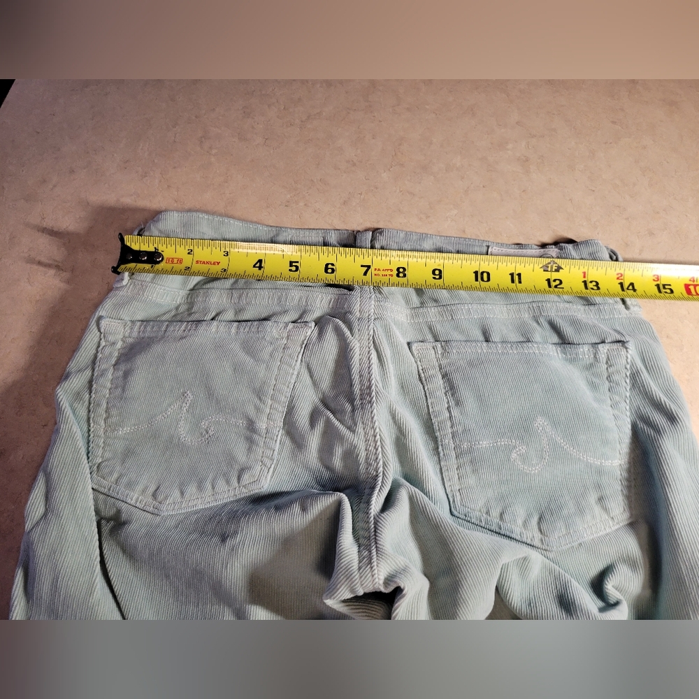 AG Adriano Goldschmiede 26 Reg Stevie Light Green Pants corduroy ankle slim stra - Picture 9 of 14